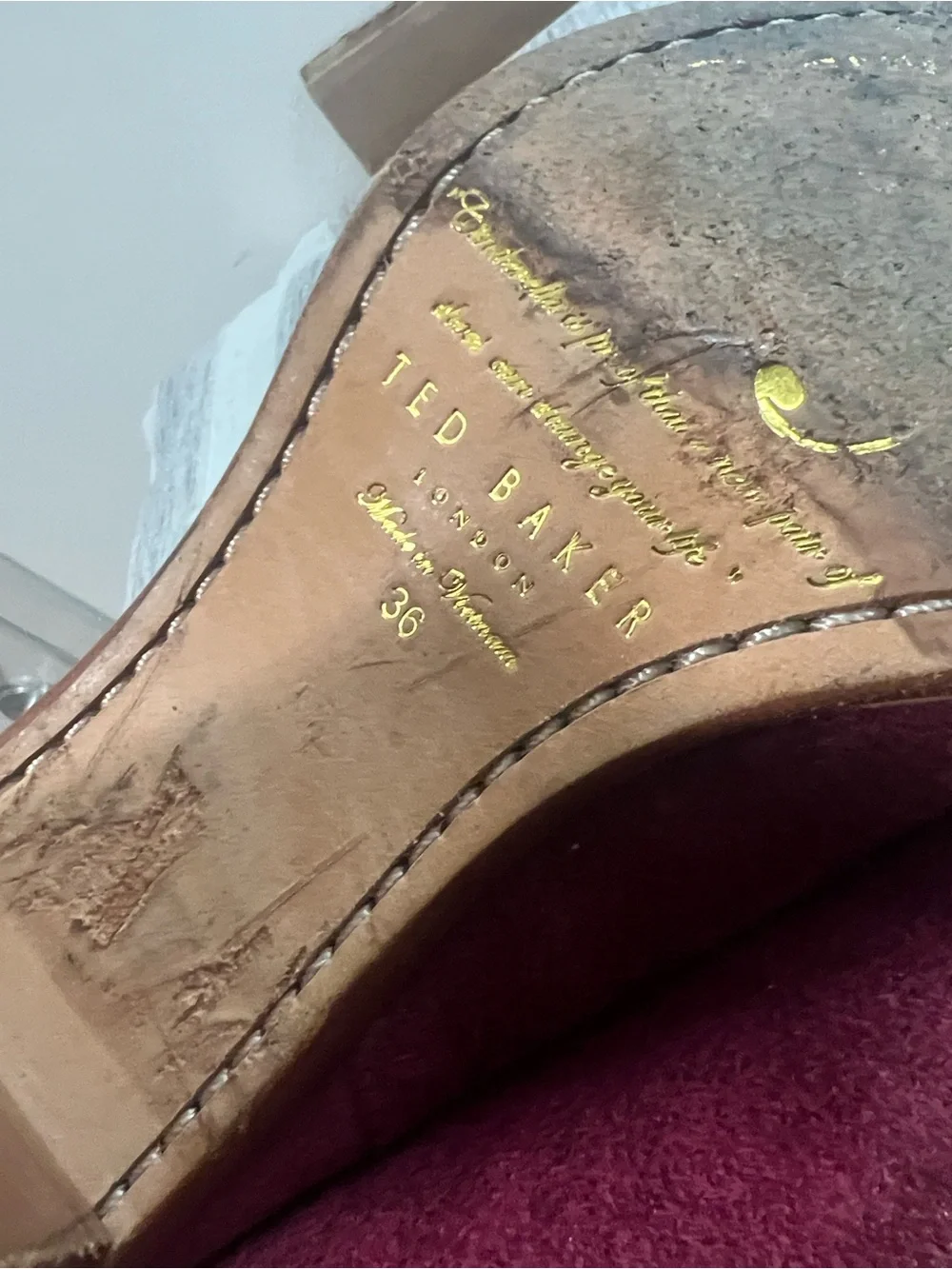 Ted Baker London Lorca 2 Burgundy Suede Block Heel Ankle Boots (36/5.5) EUC